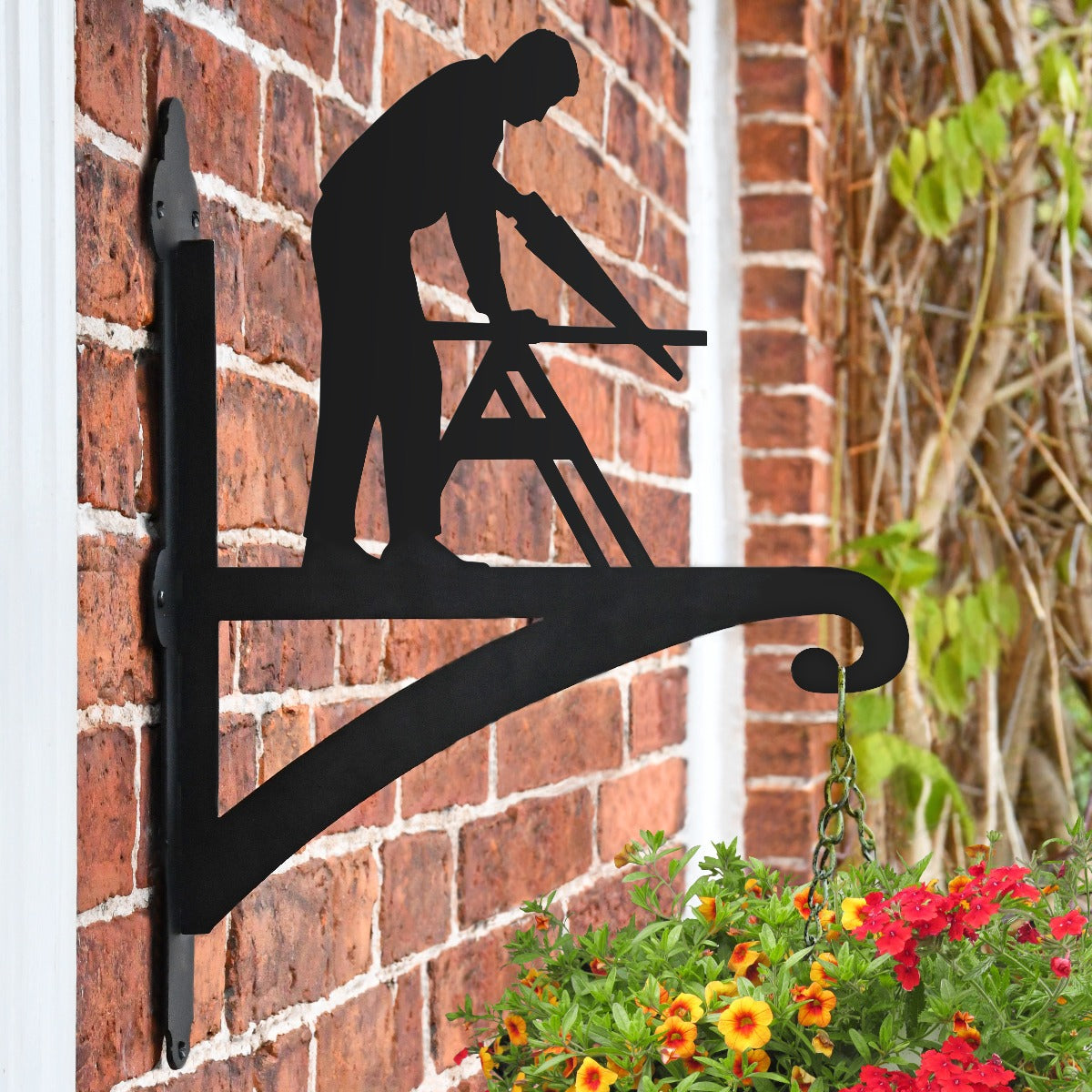 "Carpenter" Garden Hanging Basket Bracket On Brick Wall