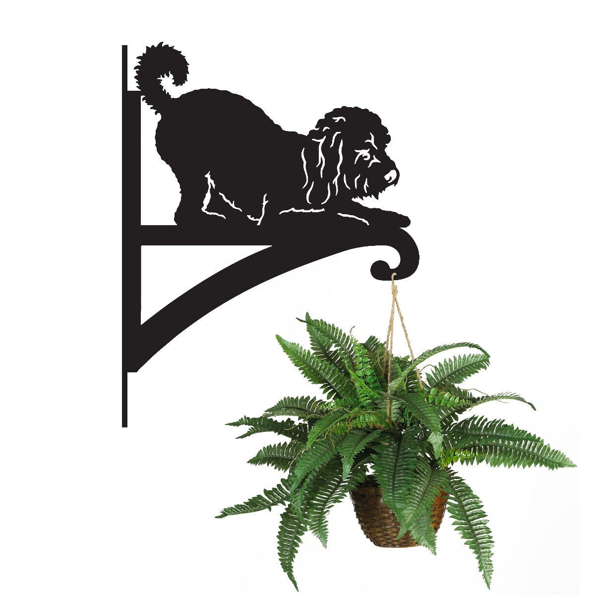 "Playful Cockapoo" Dog Garden Hanging Basket Bracket