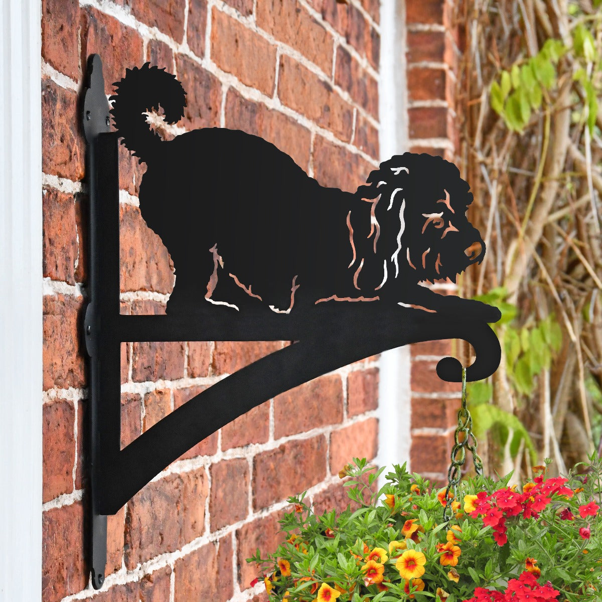 "Playful Cockapoo" Dog Garden Hanging Basket Bracket