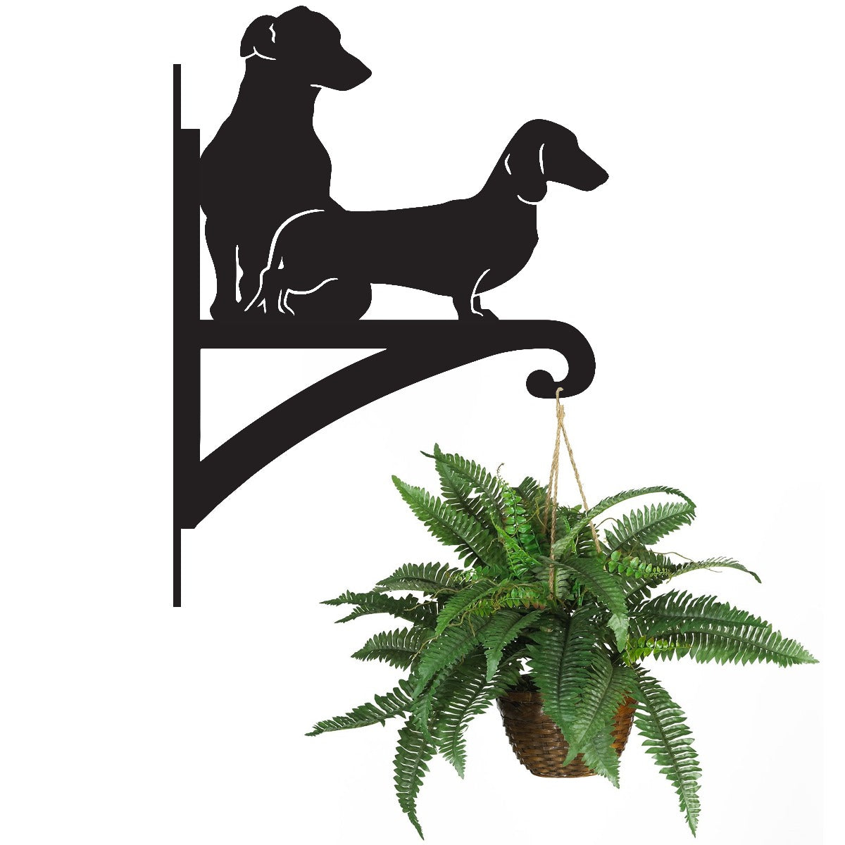 "Dachshund & Jack Russel" Garden Hanging Basket Bracket With Planter