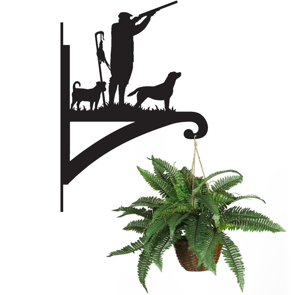 "Hunting Scene" Garden Hanging Basket Bracket With Planter