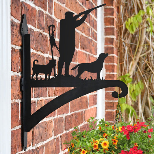 "Hunting Scene" Garden Hanging Basket Bracket On Brick Wall