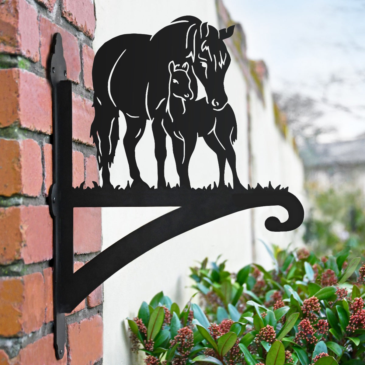 "Mare & Foal" Garden Hanging Basket Bracket