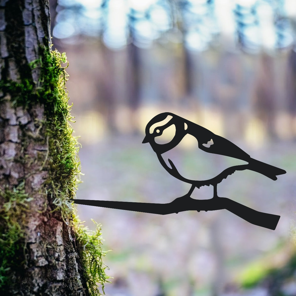 Blue Tit Garden Sheet Steel Tree Spike In Black