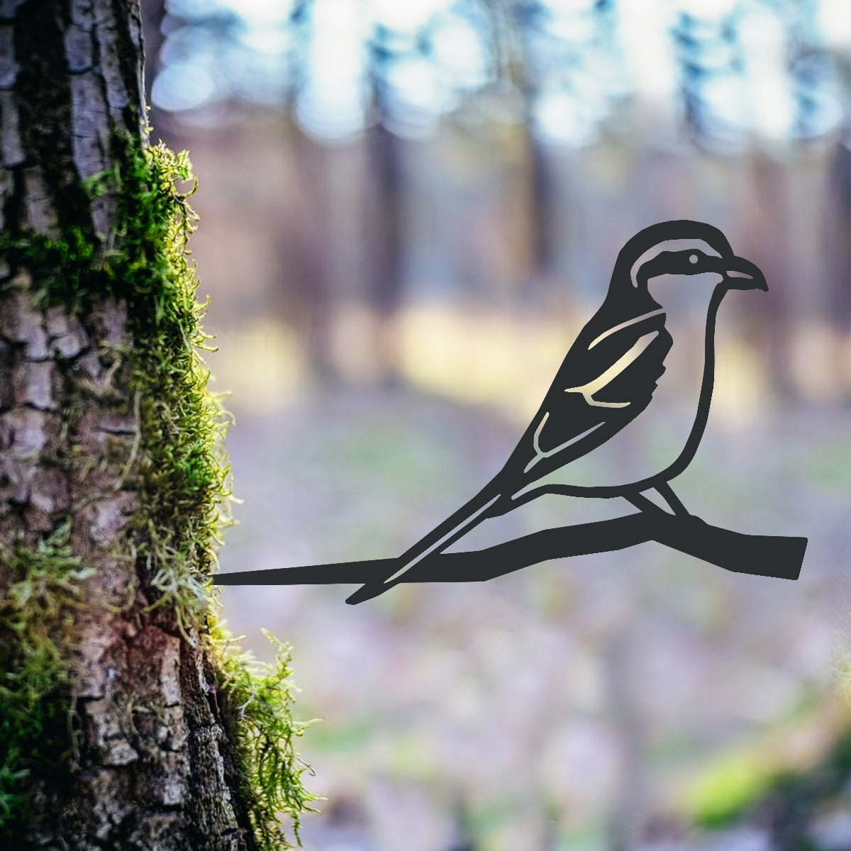Great Grey Shrike Garden Sheet Steel Tree Spike In Black