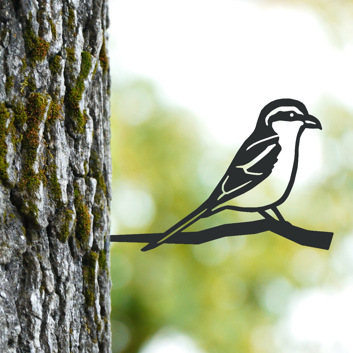 Great Grey Shrike Garden Sheet Steel Tree Spike In Black