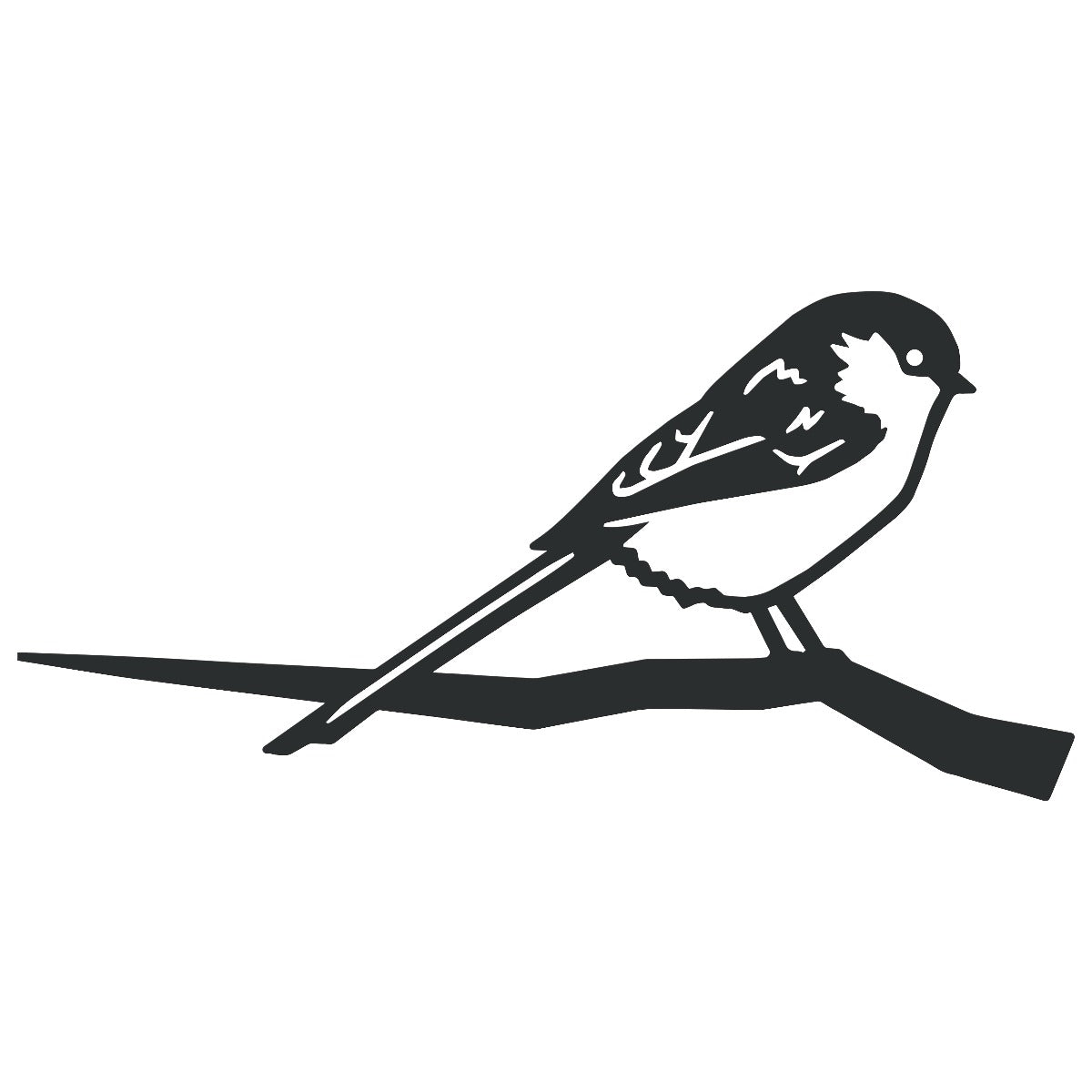 Long-Tailed Tit Garden Sheet Steel Tree Spike In Black
