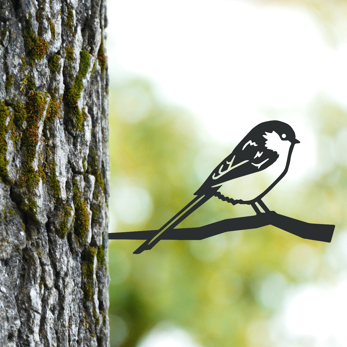 Long-Tailed Tit Garden Sheet Steel Tree Spike In Black