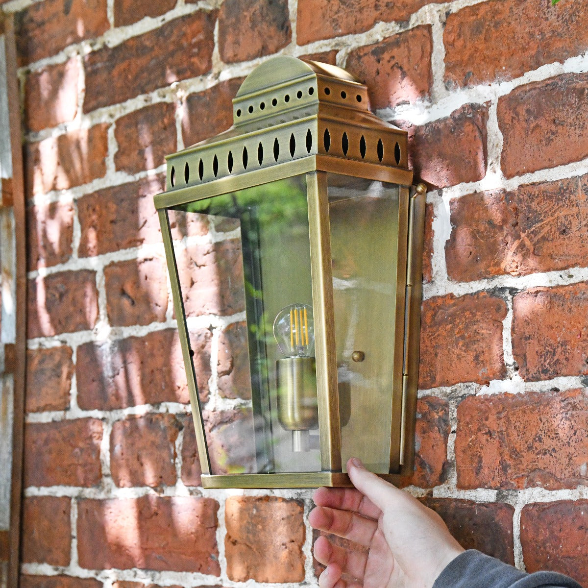 Antique Brass Flush Fitting Wall Lantern