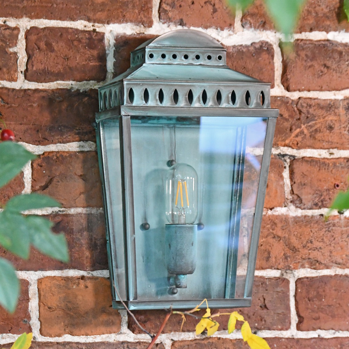 Verdigris Flush Fitting Wall Lantern Made From Copper