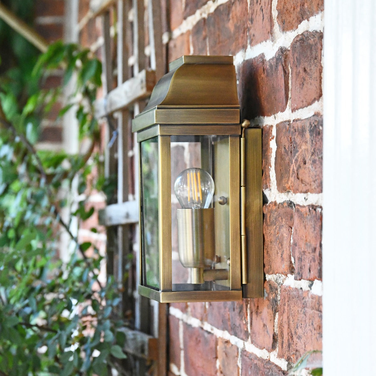 Antique Brass Flush Traditional Wall Lantern