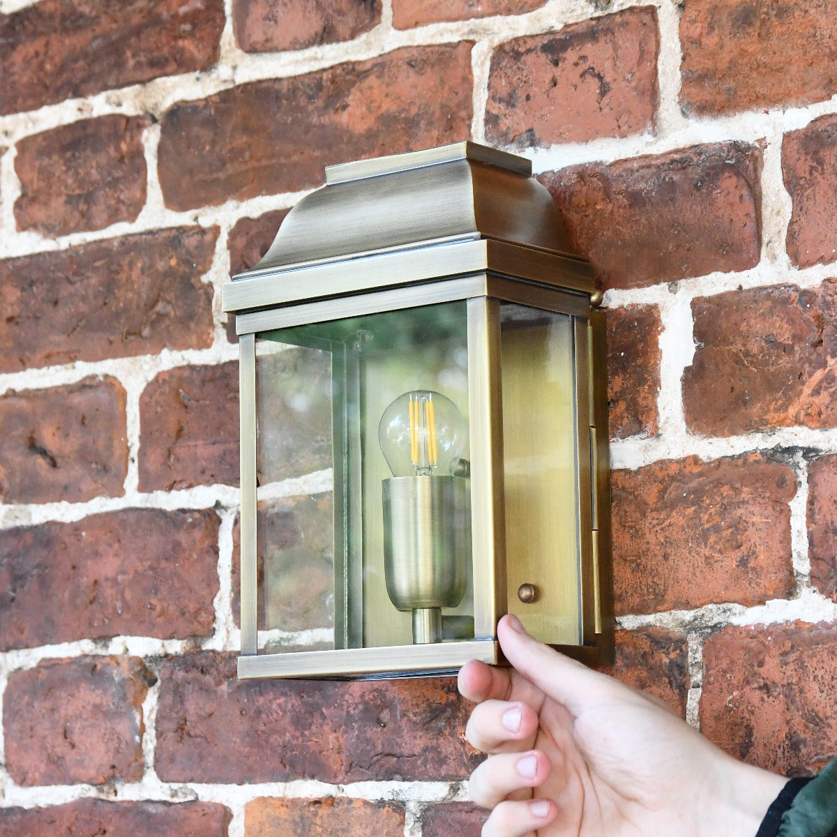 Antique Brass Flush Traditional Wall Lantern