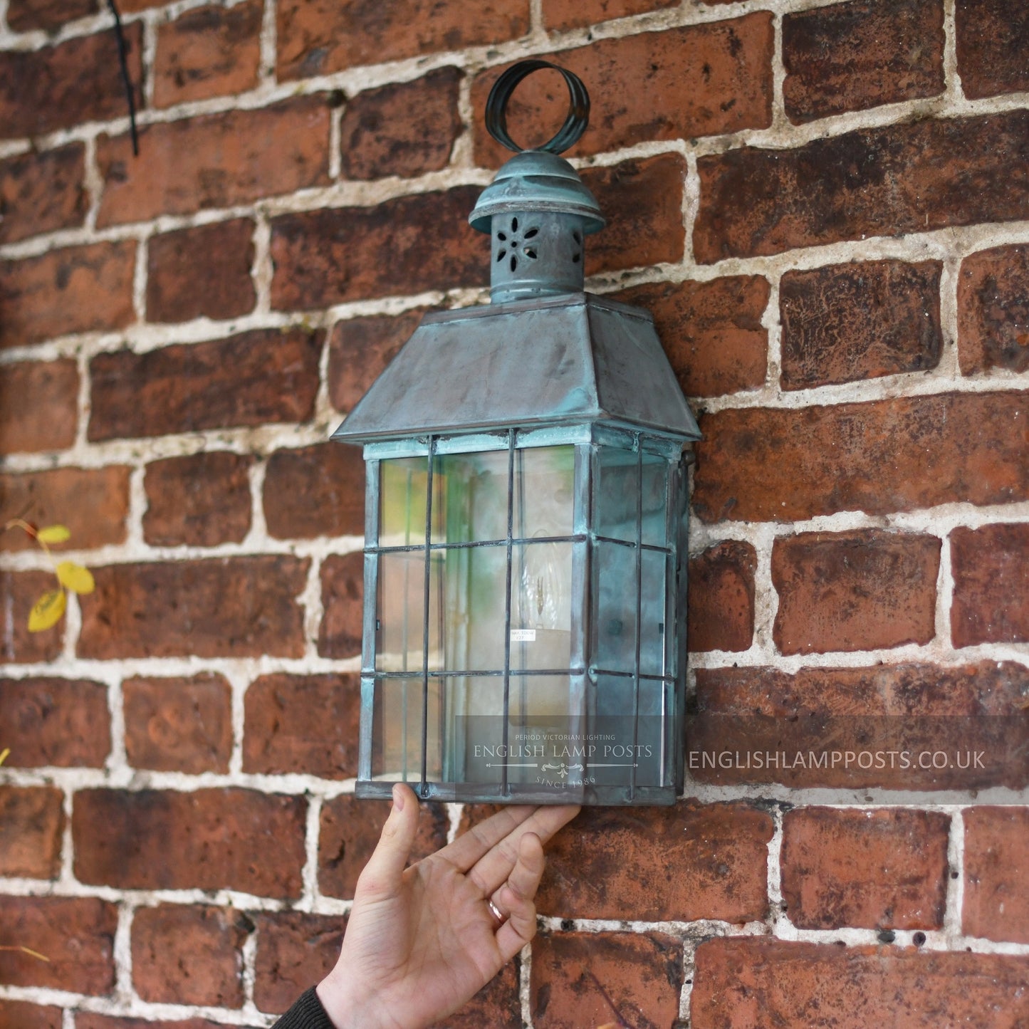 Rustic Verdigris Vintage Flush Wall Lantern