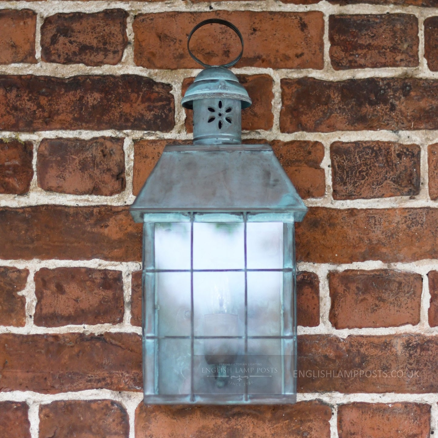 Rustic Verdigris Vintage Flush Wall Lantern