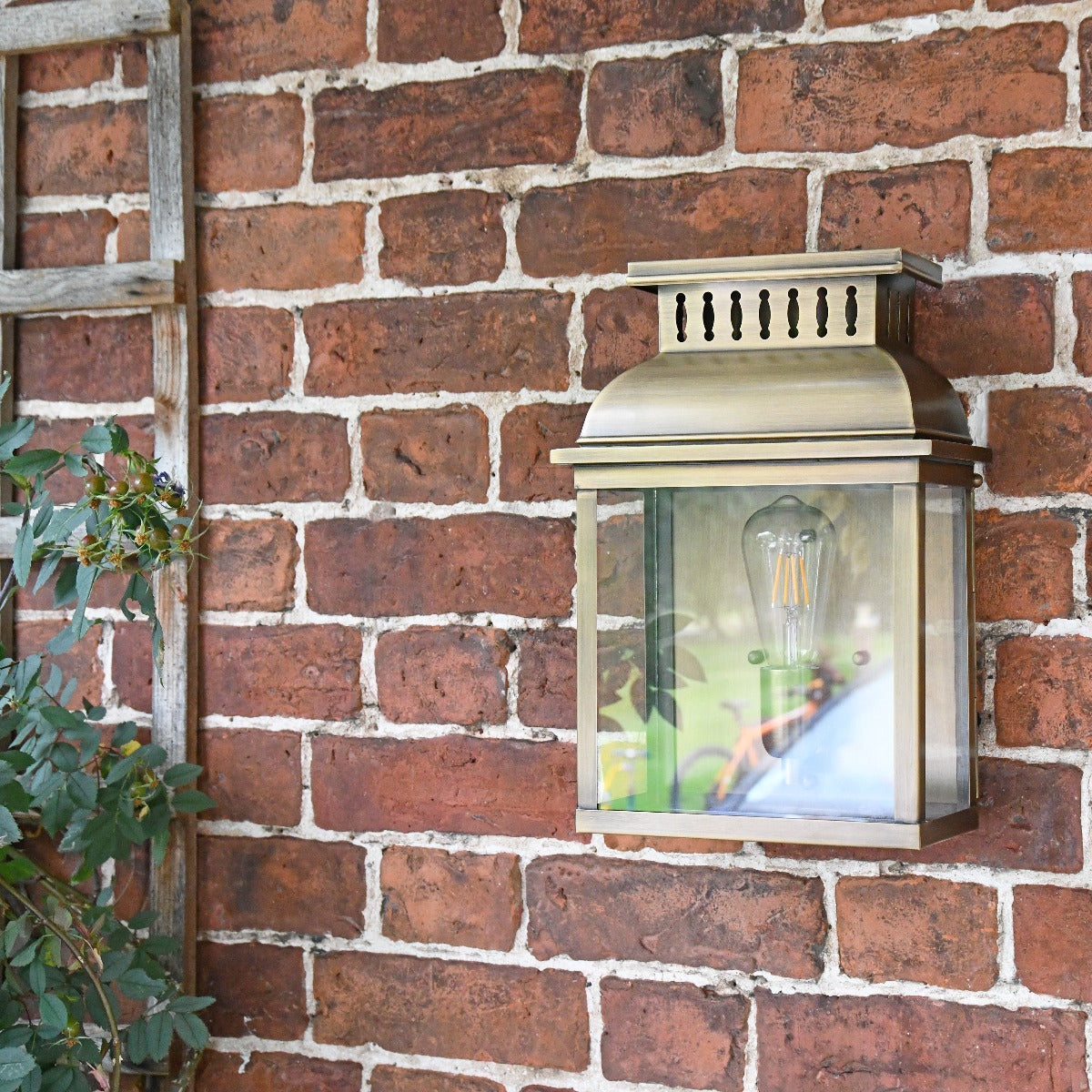 Period Antique Brass Flush Wall Lantern