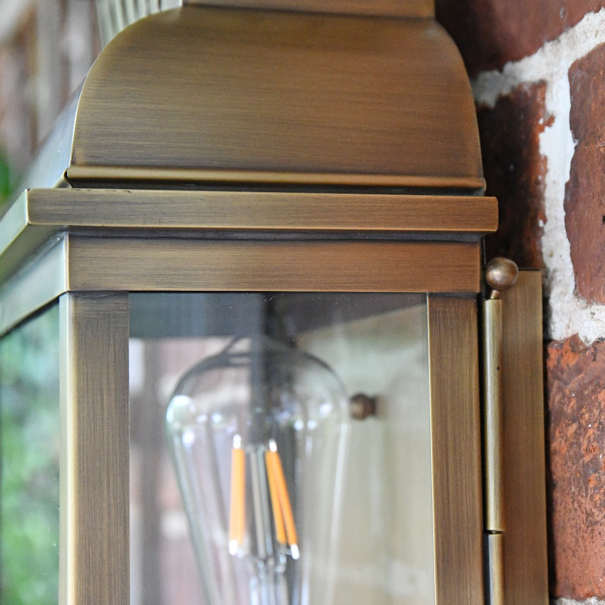 Close Up Of Period Antique Brass Half Wall Lantern