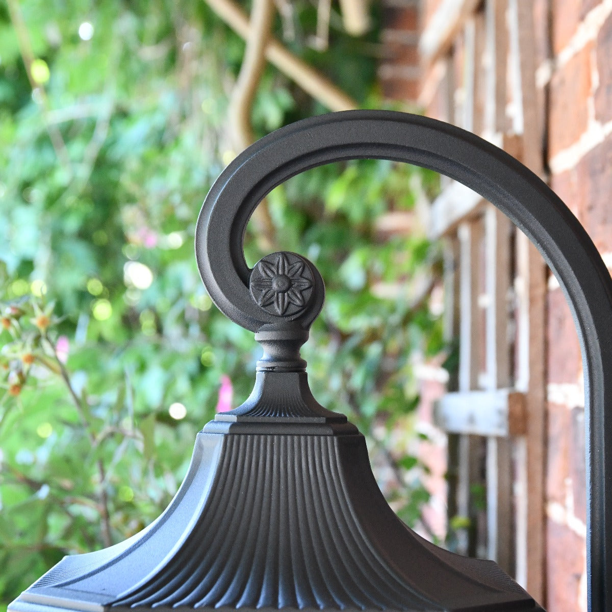 Black Traditional Suspended Wall Lantern With Scroll Bracket