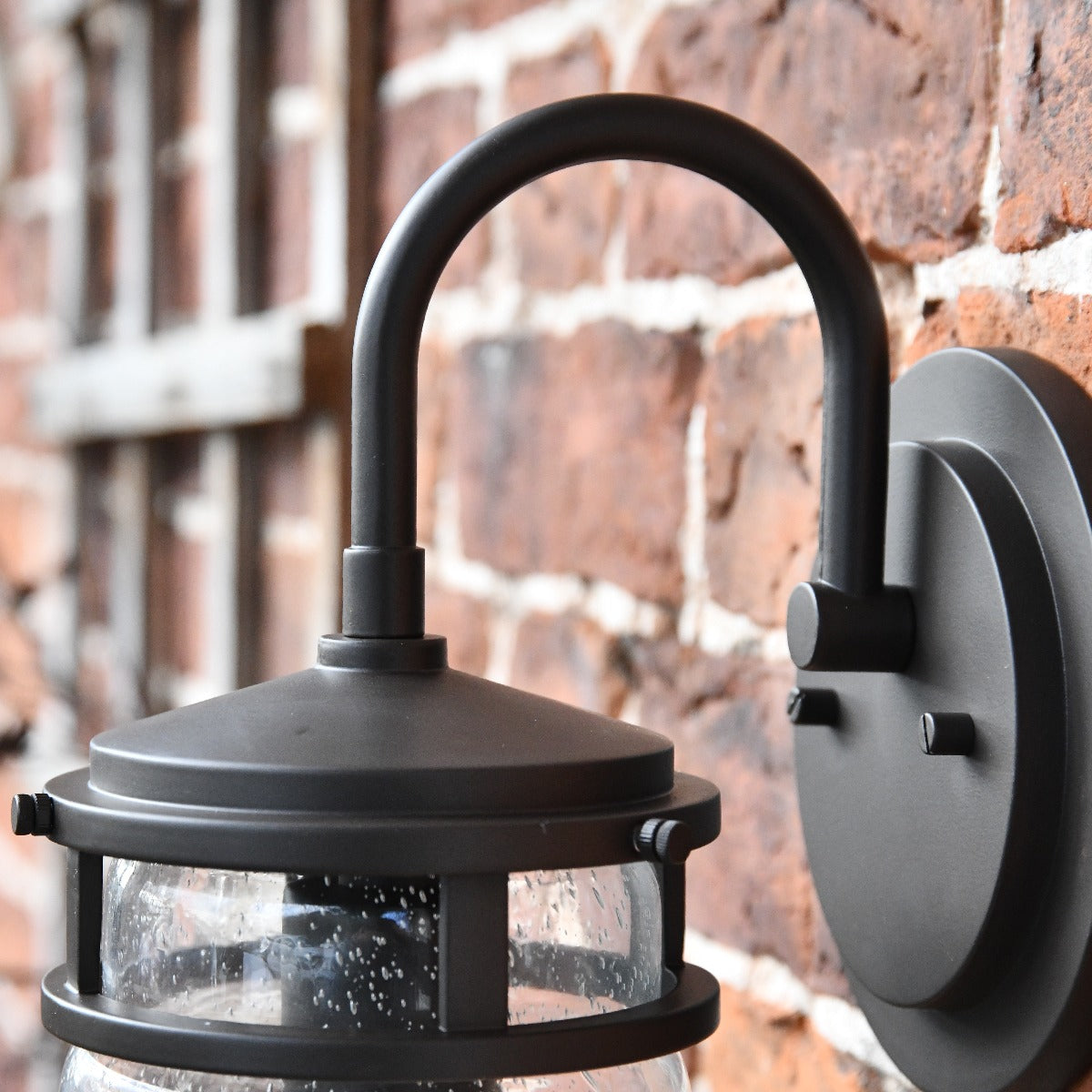 Large Industrial Wall Lantern With Seeded Glass