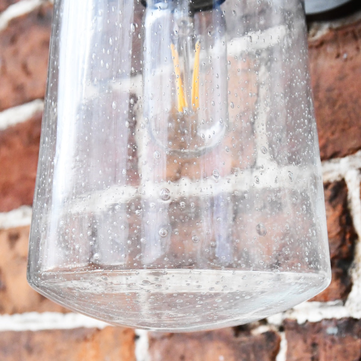 Large Industrial Wall Lantern With Seeded Glass
