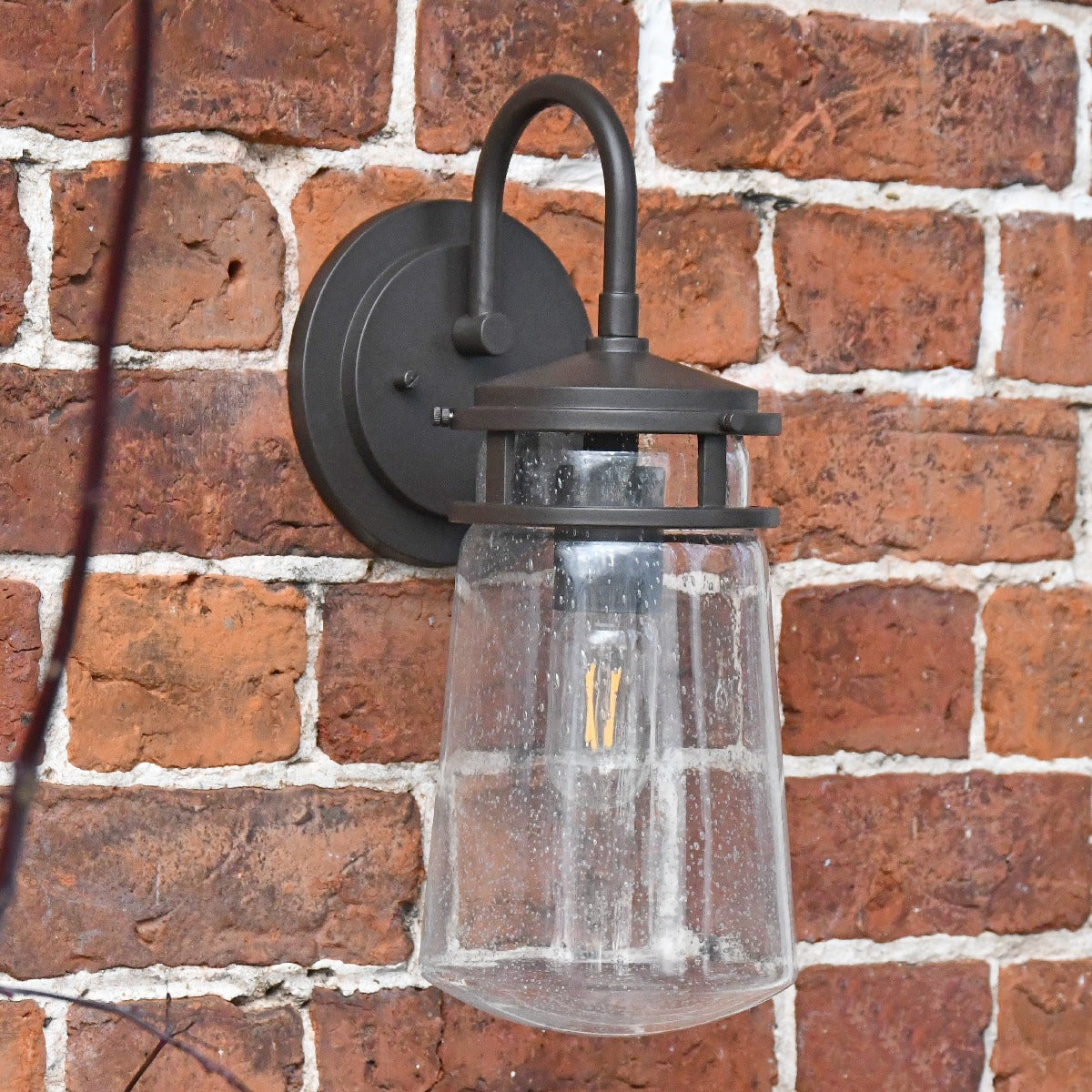 Large Industrial Wall Lantern With Seeded Glass