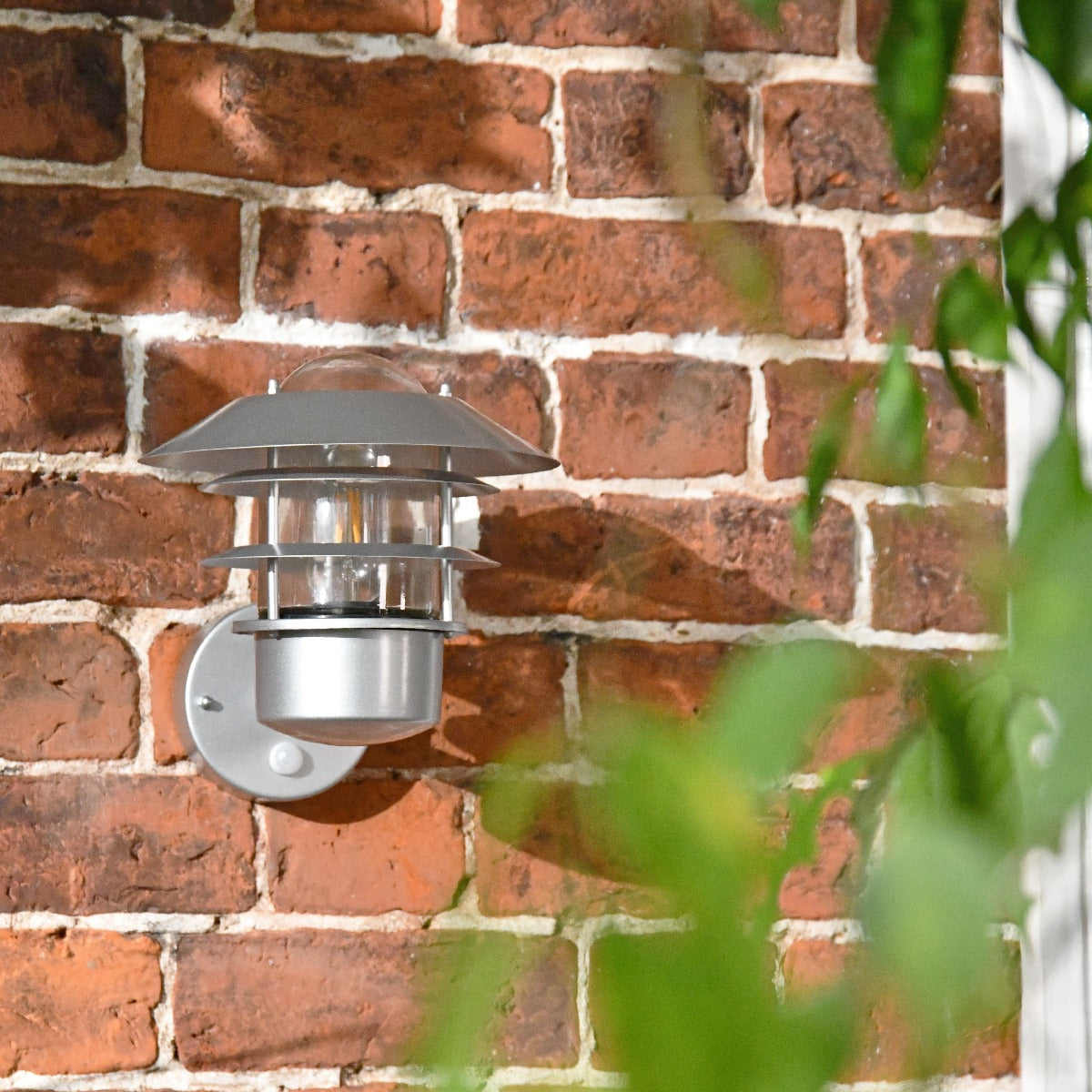 Silver Finish Wall Light With Motion Sensor