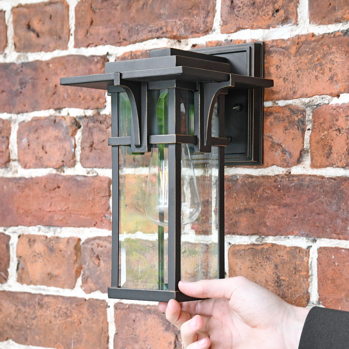 Modern Simplistic Wall Lantern in Bronze