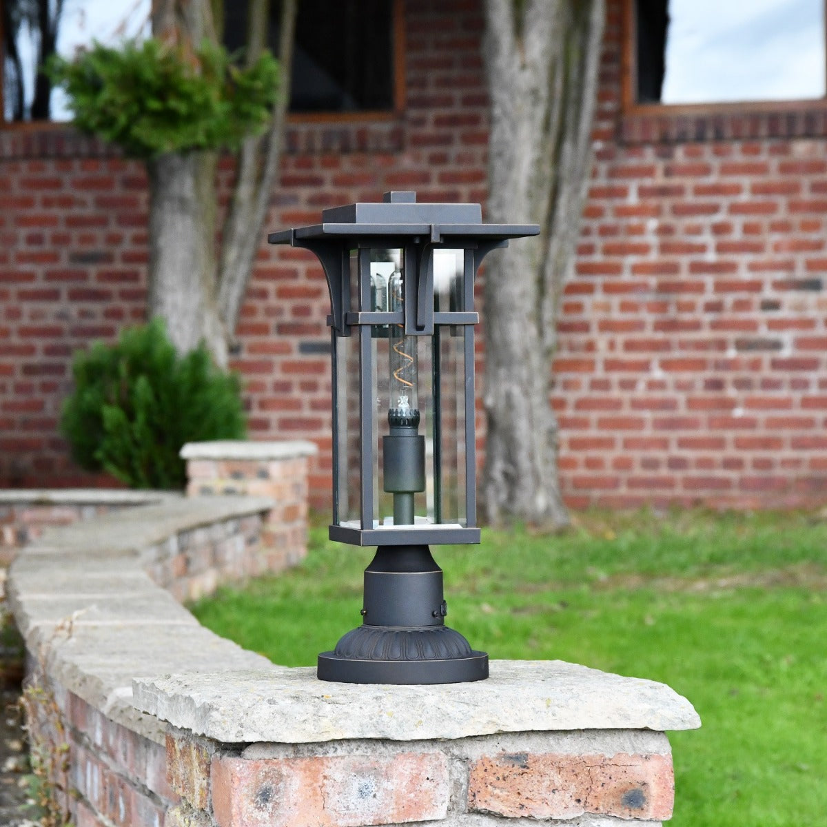Art Deco Inspired Pedestal Lantern in Situ