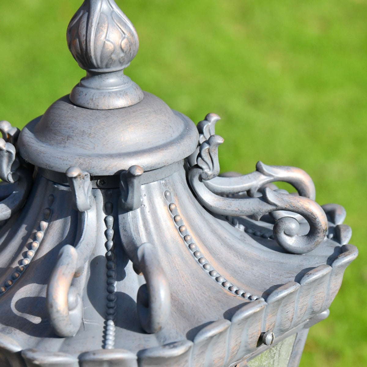 Close up of finial and decorative finish 