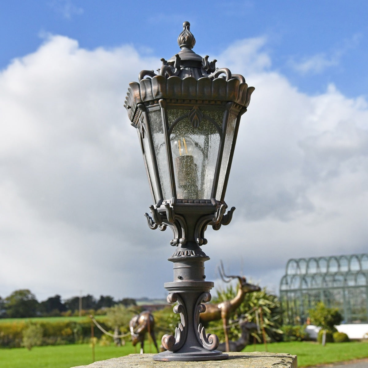 Ornate Antique Style Pillar Light in Situ 