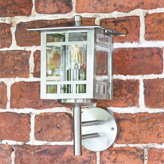 Stainless Steel Porch Lantern and Mounting Bracket 