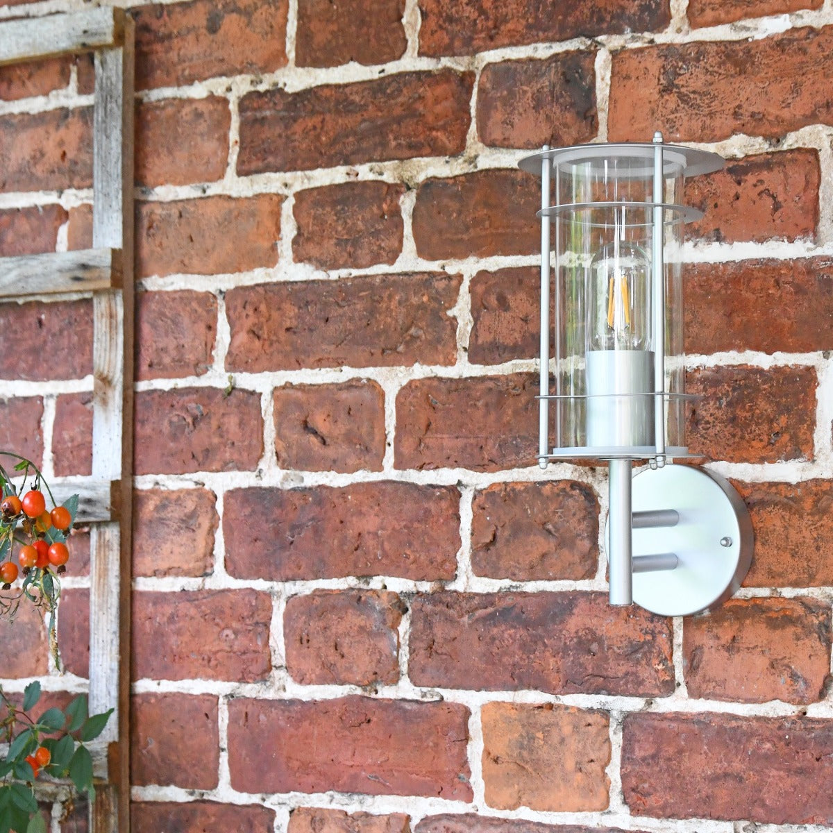 Modern Cylindrical Wall Lantern in Situ 