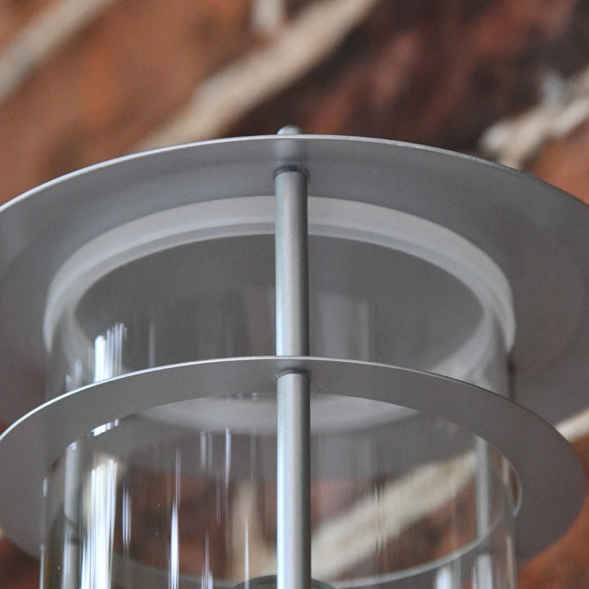 Close up of metal frame and clear panes 