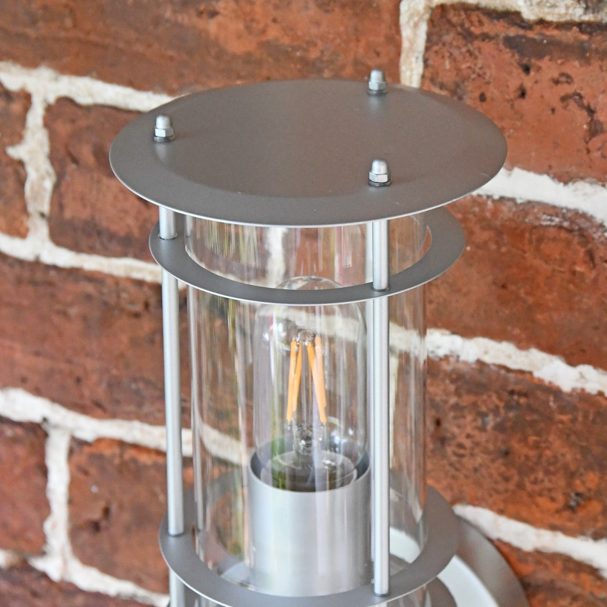 Close up of Cylindrical Wall Lantern top 