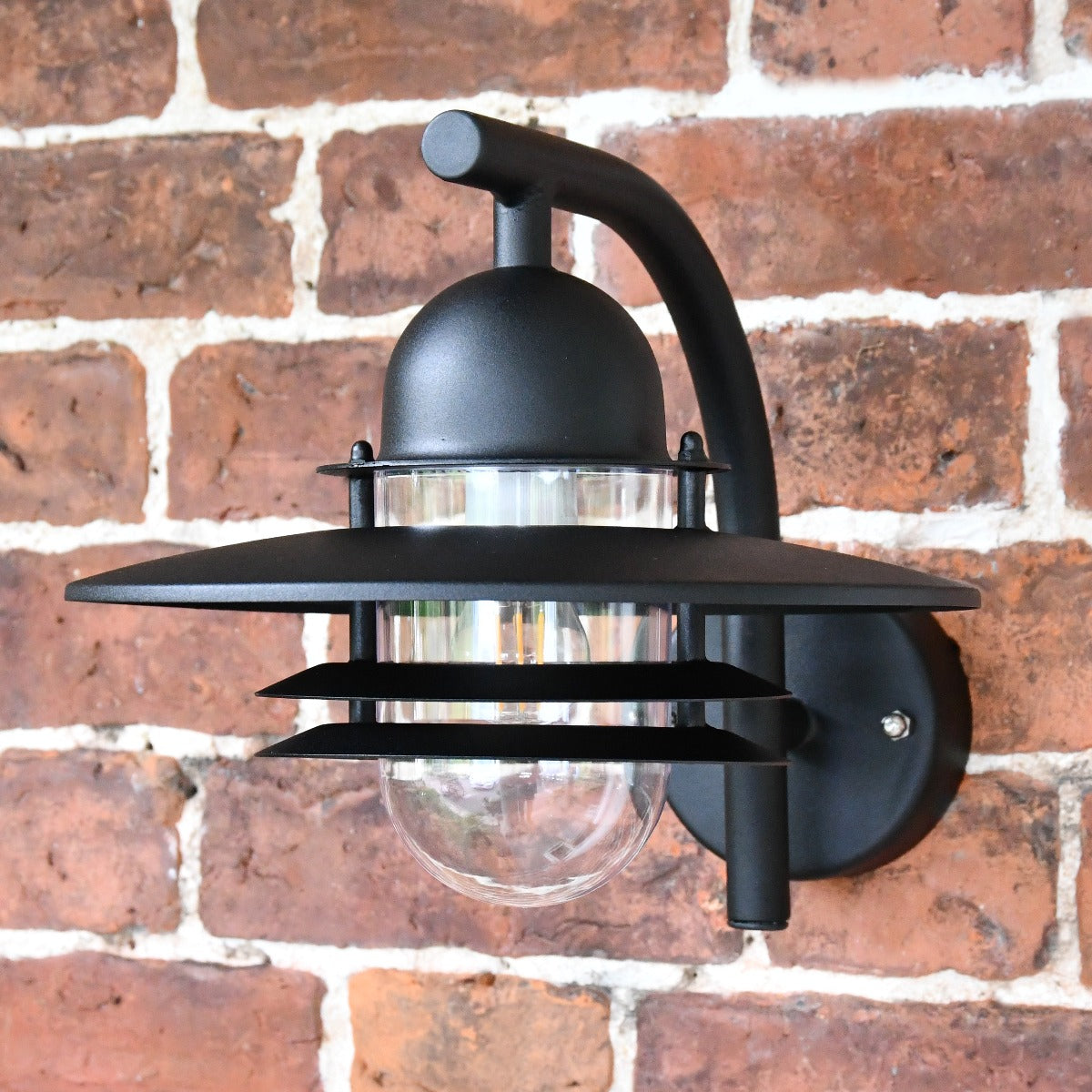 Black Contemporary Wall Lantern with Matching Bracket
