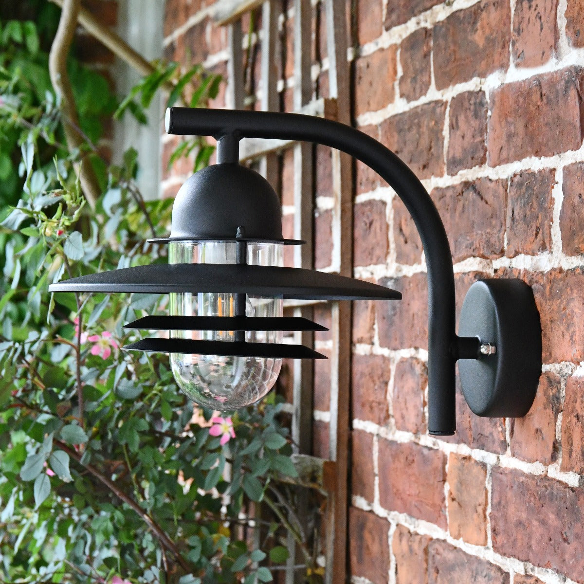 Black Contemporary Wall Lantern with Matching Bracket