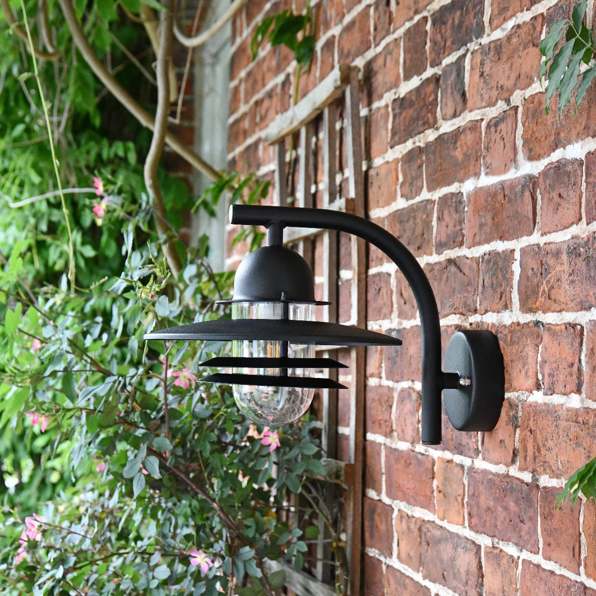 Black Contemporary Wall Lantern with Matching Bracket