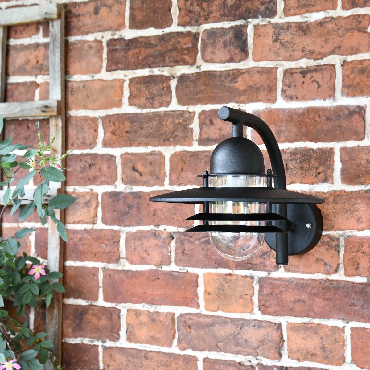 Black Contemporary Wall Lantern with Matching Bracket