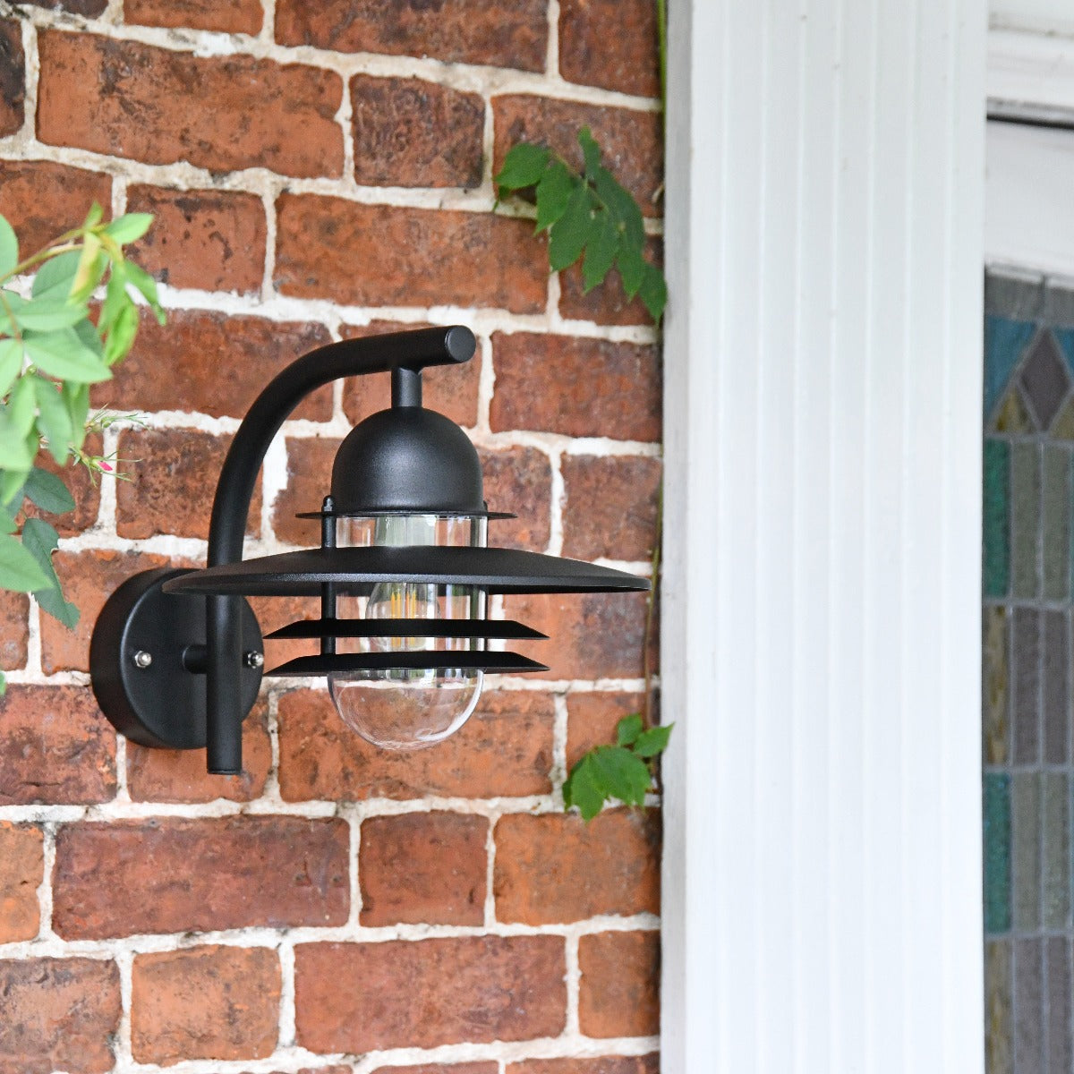 Black Contemporary Wall Lantern with Matching Bracket
