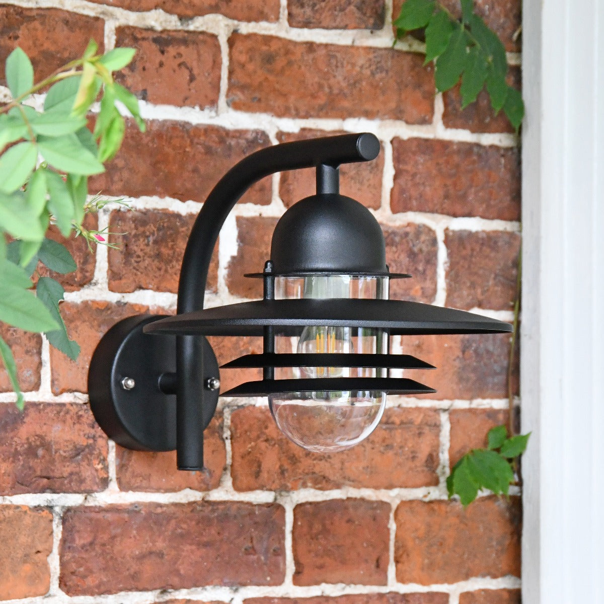 Black Contemporary Wall Lantern with Matching Bracket