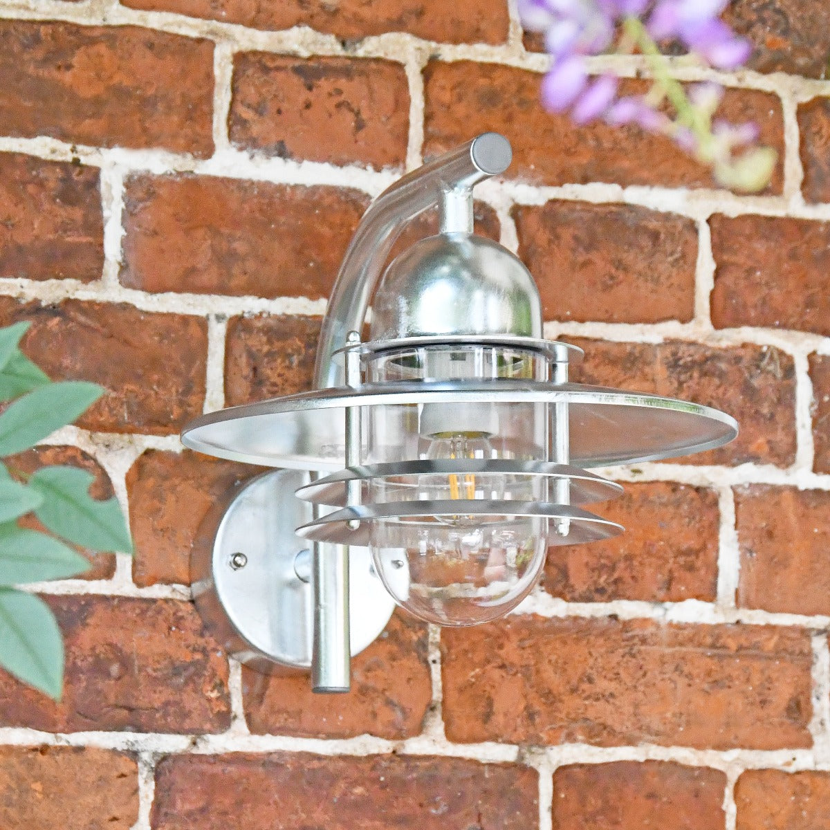 Galvanised Contemporary Wall Lantern with Matching Bracket