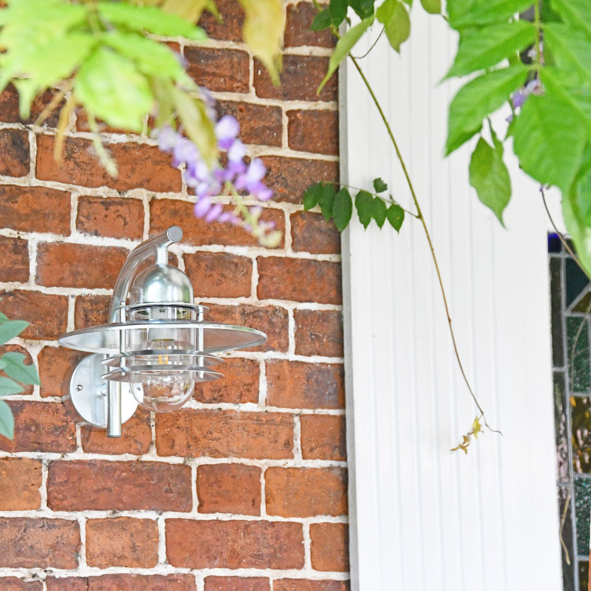 Galvanised Contemporary Wall Lantern with Matching Bracket