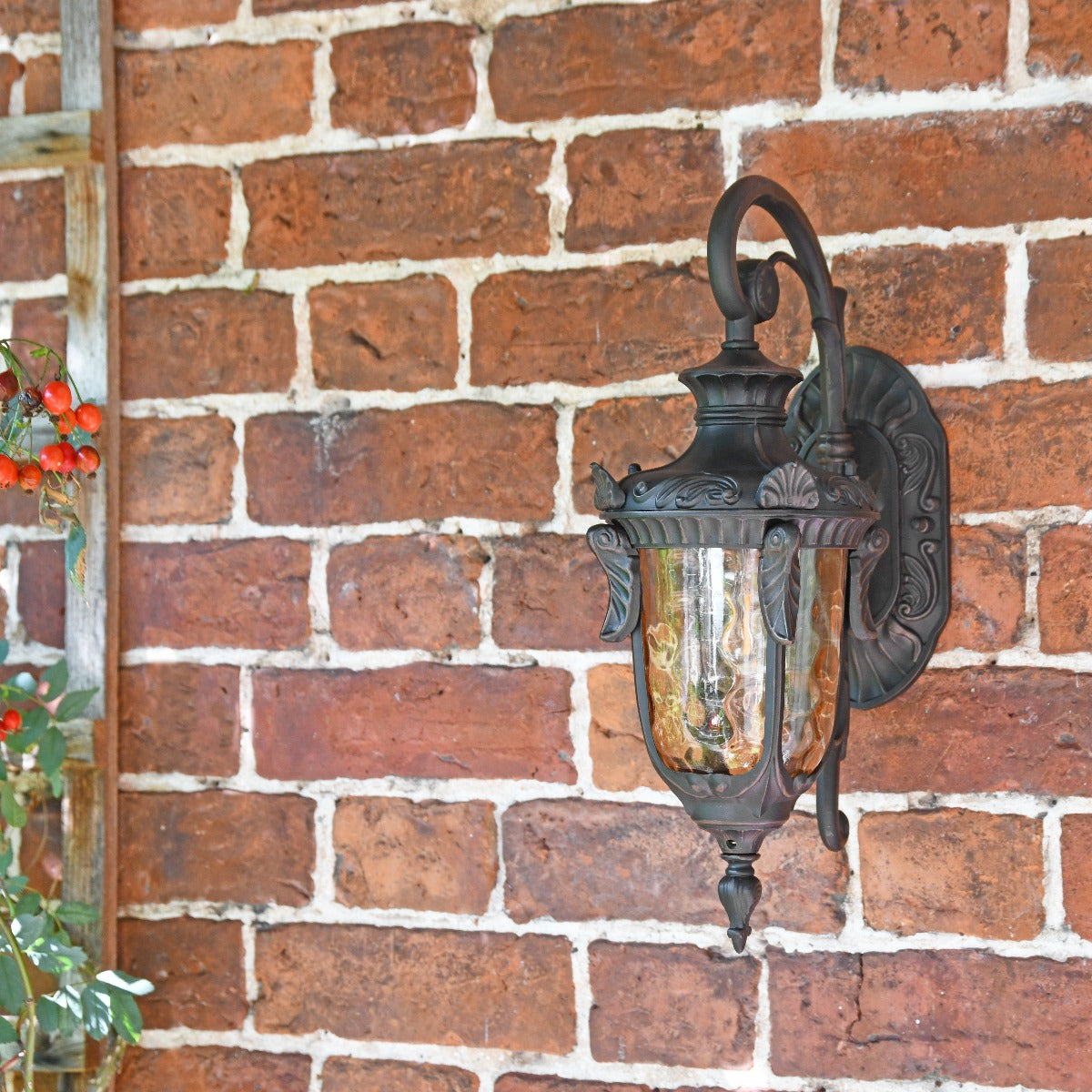 Small Antique Bronze Baroque Style Top Fix Wall Lantern