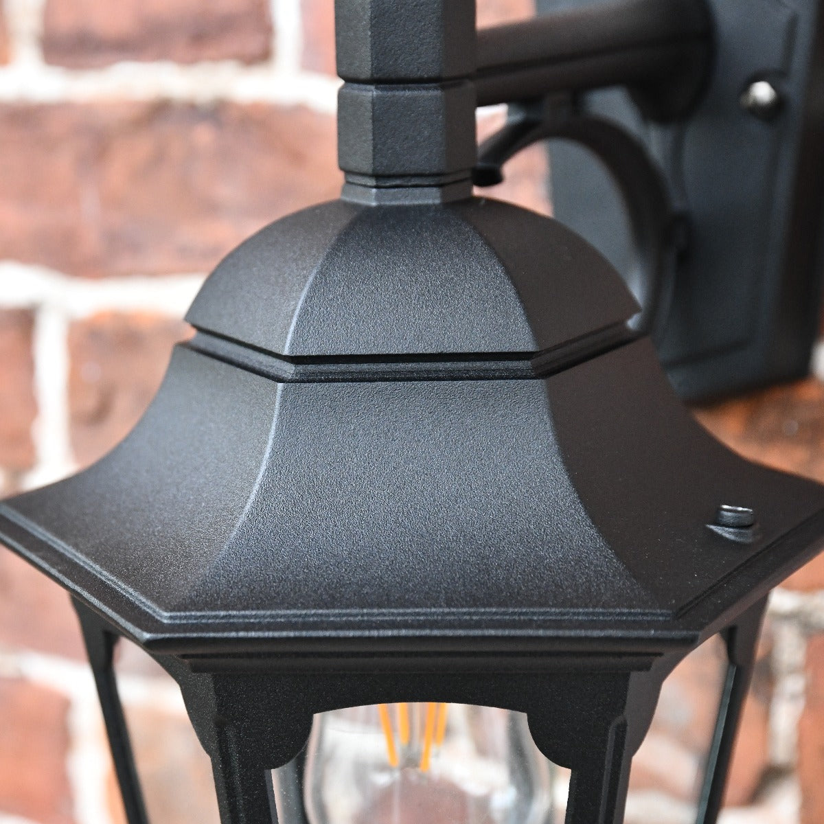 "The Grindale" Top Fix Hexagonal Black Wall Lantern