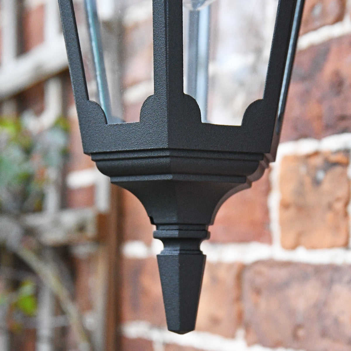 "The Grindale" Top Fix Hexagonal Black Wall Lantern
