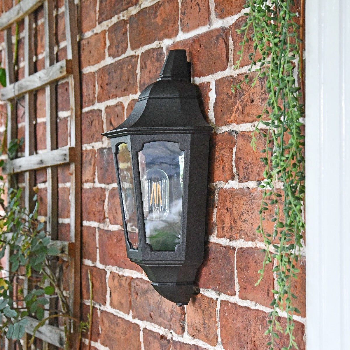 "Belthorn" Flush Black Traditional Wall Lantern