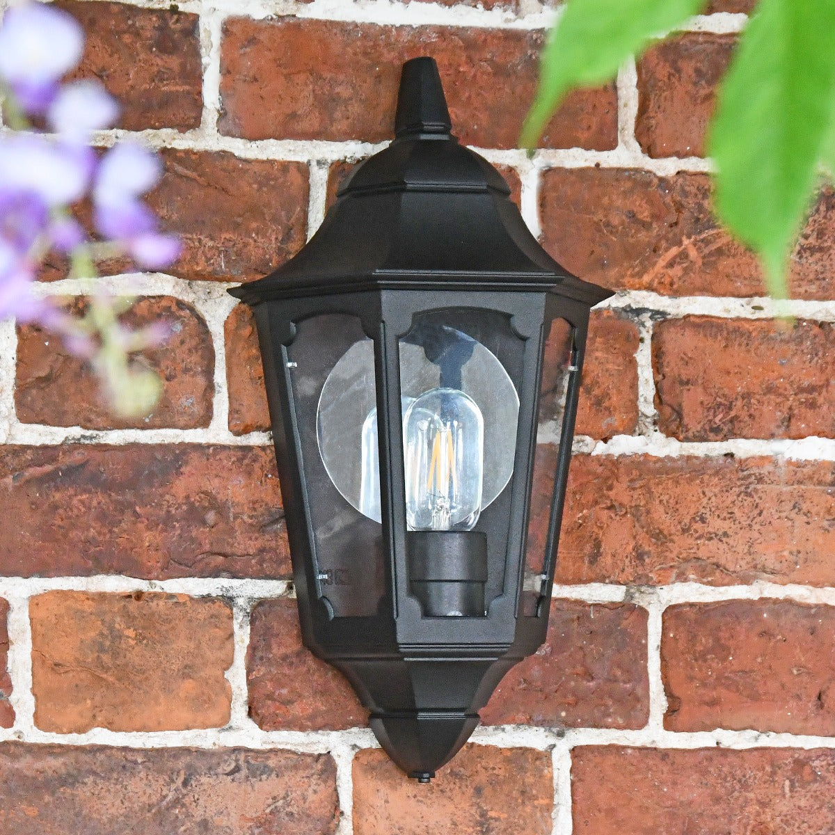 "Belthorn" Flush Black Traditional Wall Lantern