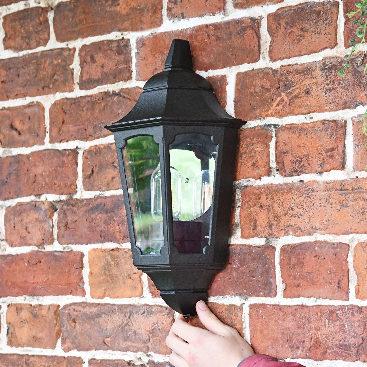 "Belthorn" Flush Black Traditional Wall Lantern