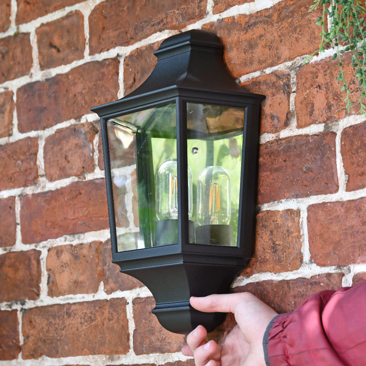 Black Classical Flush Exterior Porch Wall Lantern