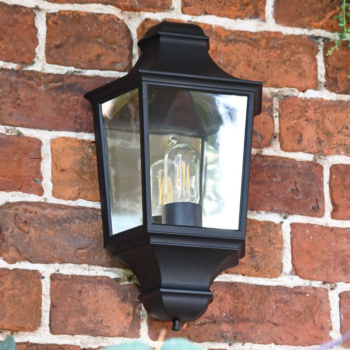 Black Classical Flush Exterior Porch Wall Lantern
