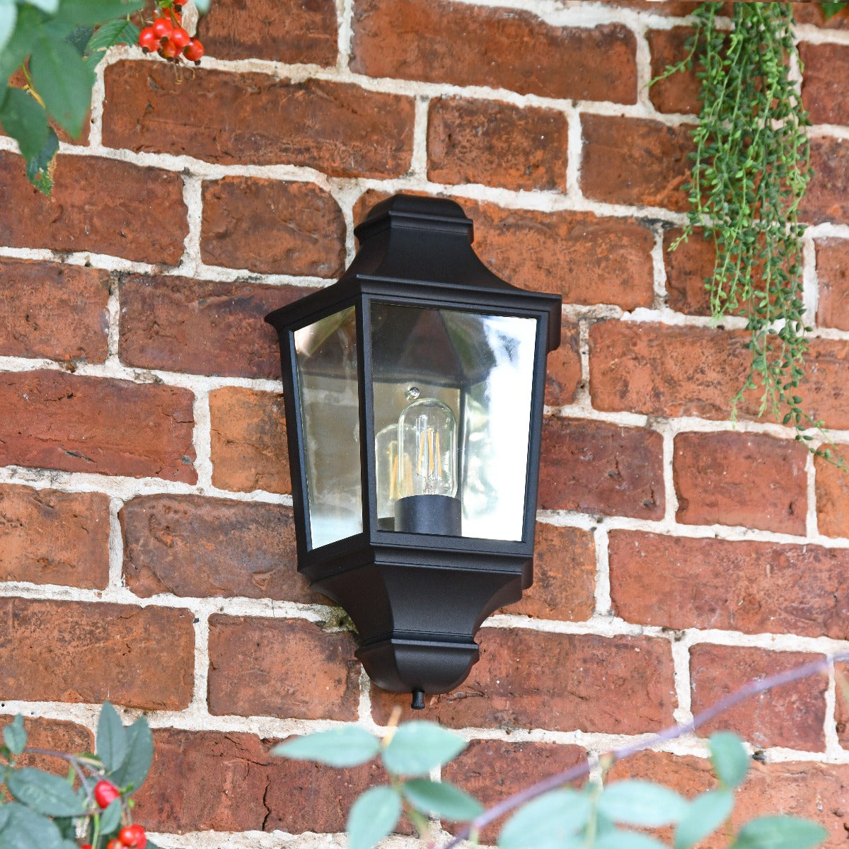 Black Classical Flush Exterior Porch Wall Lantern
